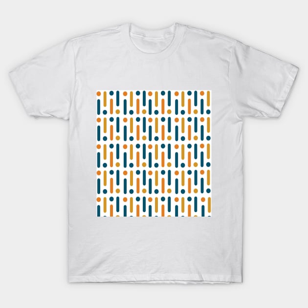 Retro Linear Dots Pattern T-Shirt by JuncaArtPrints